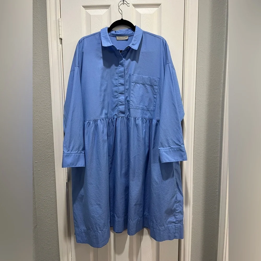 Everlane The Field Dress Oversized Shirt Dress Blue - Picture 4 of 10